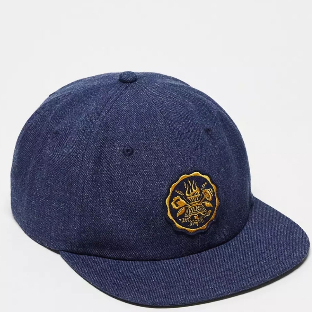 Vans Off The Wall Crest Embroidered Adjustable Blue Hat Baseball Cap New Tags.